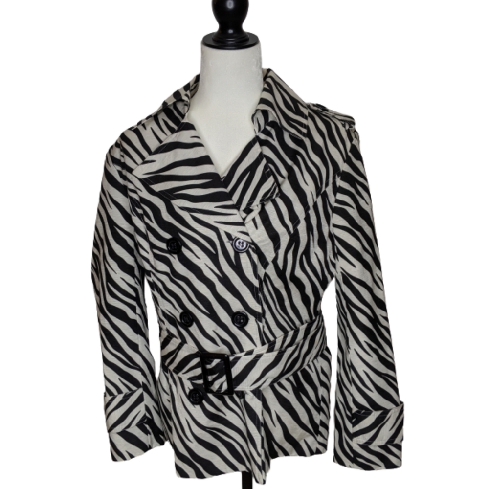 Marina Luna Zebra Print Trench Coat Size L…
